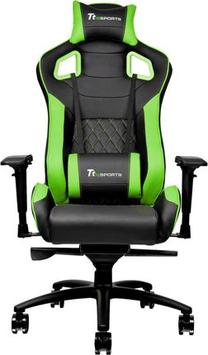 Spēļu krēsls Ttesports GT-Fit, 46 x 53 x 47.5 - 57.5 cm, melna krās./zaļa krās.