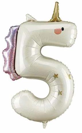 Balionas skaičius PartyDeco Unicorn 5, aukso sp./rožinė sp./rusva sp.