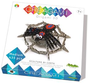 Papīra figūru izgatavošanas komplekts, zirneklis Creagami Origami M, melna krās./sarkana krās./pelēka krās.