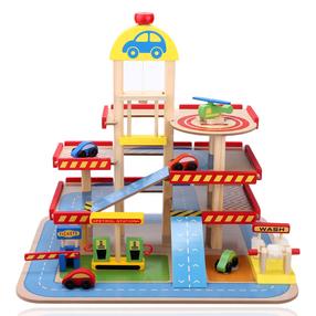 Automobilių stovėjimo aikštelė EcoToys Large Wooden Garage 10079036, įvairių spalvų