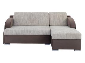 Kampinė sofa - lova Merin, ruda sp./smėlio sp., 205 x 138 cm x 89 cm