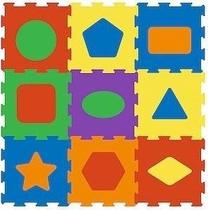 Kilimėlis kūdikiams - dėlionė Smily Play Foam Mat Shapes, 33 cm x 33 cm, 9 vnt, įvairių spalvų