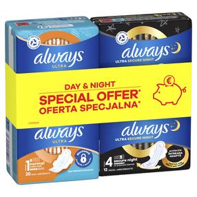 Hügieenisidemed Always Ultra Day S1 & Night S4, Normal/Secure Night, 32 tk