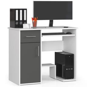 Rašomasis stalas su spintele Akord Jay, 90 cm x 50 cm, 74 cm, balta sp./pilka sp.