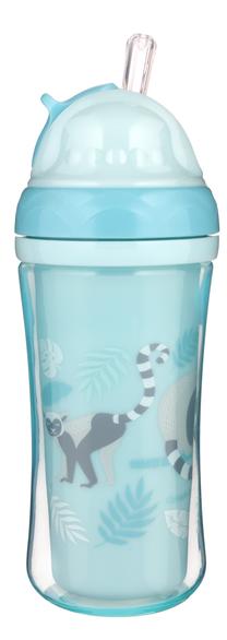 Vaikiška gertuvė Canpol Babies Sport Cup Lemur, 260 ml, 1 m., plastikas/silikonas, mėlyna sp.