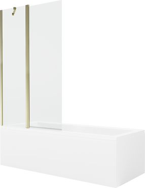 Vonia su sienele, laisvai pastatoma Mexen Cubik, 150 cm x 70 cm x 40 cm, stačiakampis, skaidri sp./aukso sp.