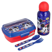 Rinkinys Disney Mickey Mouse, 400 ml, 18 mėn., aliuminis/plastikas, mėlyna sp./raudona sp.