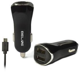 Automobilinis įkroviklis Beline, Micro USB/2 x USB, juoda sp.