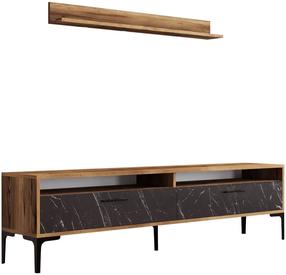 Секция Kalune Design Istanbul 845HCT3101, черный цв./ореховый цв., 35 см x 180 см x 47 см