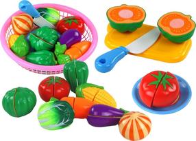 Rotaļu virtuves piederumi, dārzeņu griešanas komplekts Lean Toys Cooking, daudzkrāsaina