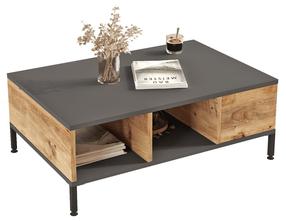 Kavos staliukas Kalune Design RL2-AA, antracito sp./ruda sp., 60 cm x 90 cm x 33.1 cm