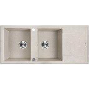 Virtuvinė plautuvė Laveo Megalo SBE_421T, Beige, granitas, 116 cm x 50 cm x 17 cm, beige