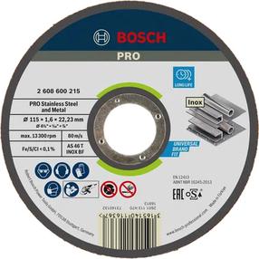 Griešanas disks leņķa slīpmašīnām Bosch Pro, 115 mm x 1.6 mm x 22.23 mm