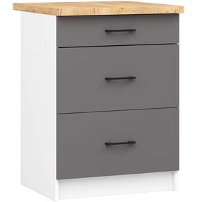 Apatinė virtuvinė spintelė Akord Oliwia S60, ruda/balta/pilka, 60 cm x 46 cm x 85 cm