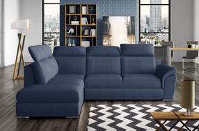 Kampinė sofa Loreto Solar 79, mėlyna sp., kairinė, 210 x 260 cm x 102 cm