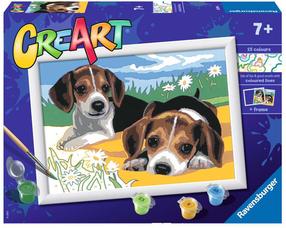 Tapymas pagal skaičius Ravensburger CreArt Paint by Numbers - Jack Russell Puppy, įvairių spalvų