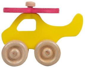 Lükatav mänguasi Wood&Joy Mini Helicopter, 9 cm, kollane v.