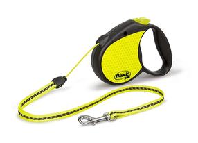 Automātiskā pavada Flexi Neon M, melna krās./dzeltena krās., 5 m