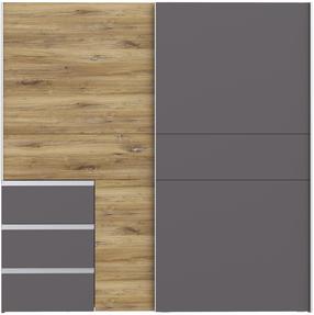Riidekapp Forte W2QS323E71-M629, grafiit v./pruunikas v., 200.1 cm x 61.2 cm x 200.5 cm