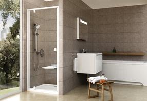 Dušo durys Ravak Pivot PDOP1-80, 80 cm x 190 cm, skaidri sp./balta sp./grūdintas
