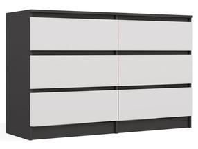 Komoda Malwa M6, balta/juoda, 120 cm x 30 cm x 75 cm