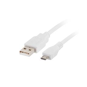Laidas Lanberg USB-A - microUSB CA-USBM-10CC USB 2.0 A male, Micro USB 2.0 B male, 1 m, balta sp.