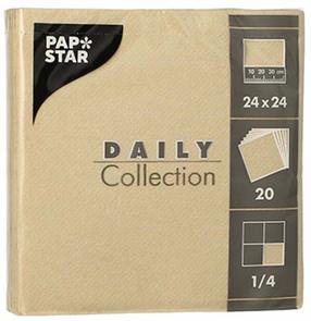 Popierinės servetėlės Pap Star Daily Collection, 24 cm x 24 cm, smėlio ruda sp., 20 vnt.