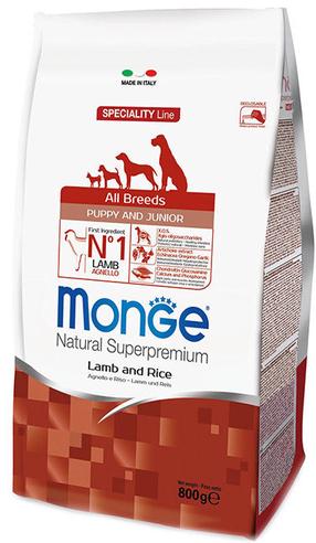 Kuiv koeratoit Monge ALL BREEDS Puppy & Junior, lambaliha/riis, 0.8 kg