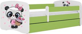 Lastevoodi Kocot Kids Babydreams Panda, valge v./roheline v., 70 x 140 cm, voodipesu kastiga, ilma madratsita
