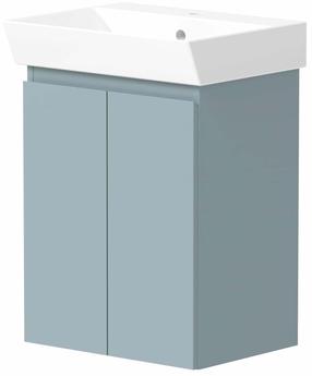Vonios spintelė su praustuvu Raguvos Baldai Vega, balta sp./stone blue sp., 34 cm x 45.6 cm x 58 cm