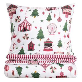 Kalėdinis patalynės užvalkalų komplektas Homla Cindy 758836, baltas/žalias/rožinis, 140 x 200 cm