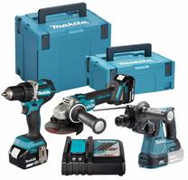 Akumuliatorinių įrankių rinkinys su akumuliatoriumi Makita DLX3197JX1, 18 V, 5 Ah
