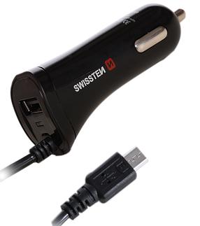Auto laadija Swissten, Micro USB/USB, must v.