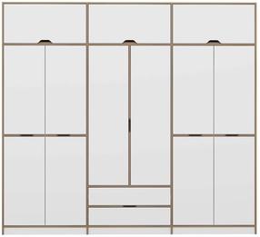 Sekcija Kalune Design Elina, balta sp./medžio sp., 52 cm x 277 cm x 253 cm