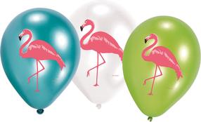 Balionų rinkinys ovalūs Amscan Flamingo Paradise, įvairių spalvų, 6 vnt.