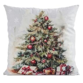 Kalėdinis dekoratyvinės pagalvėlės užvalkalas PSWA-328, raudona/žalia/pilka, 45 cm x 45 cm