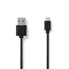 Adapteris Nedis CCGP60500BK10 USB Type A Male (vyriška), Micro USB Male (vyriška), 1 m, juoda
