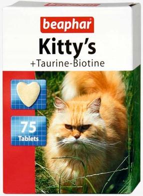 Maisto papildai, vitaminai katėms Beaphar Kitty's Taurine-Biotine, 75 vnt.