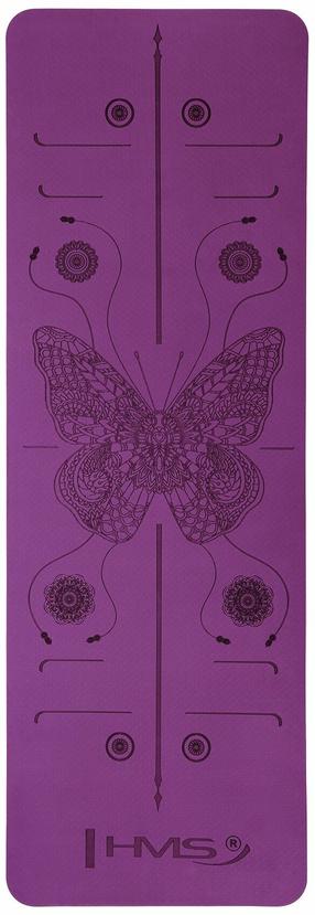 Kilimėlis fitnesui ir jogai HMS YM10, violetinė sp., 182 cm x 61 cm x 0.8 cm