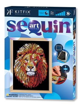 Kūrybos rinkinys, blizgučių menas Kitfix Lion, geltona sp./oranžinė sp., 25 x 34 cm