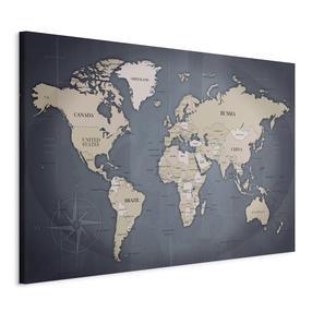 Reprodukcija Artgeist World Map: Shades of Grey MDF02, 30 cm x 20 cm