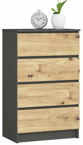 Komoda Akord Furniture Factory K60 KOMMK604SZGRAARTPK, ąžuolo sp., 99 cm x 40 cm x 60 cm