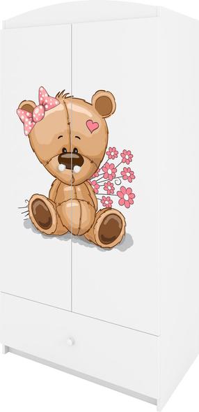 Vaikiška spinta Kocot Kids Babydreams Teddybear Flowers, balta sp., 90 cm x 52 cm x 175.5 cm