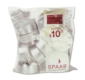Küünal, teeküünal Spaas, 4 h, 10 tk, valge v.