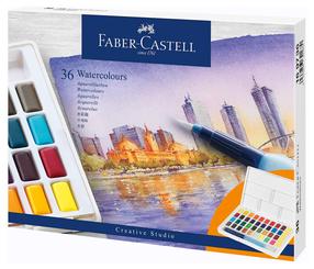 Dažai akvarelė Faber Castell Water Colours, įvairių spalvų, 36 vnt., 36 sp.