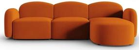 Stūra dīvāns Micadoni Home Blair Velvet, oranža krās., labais, 272 x 155 cm x 80 cm