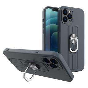 Telefono dėklas Hurtel With Finger Grip And Stand, tamsiai mėlyna sp., Apple