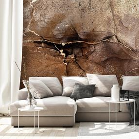 Fototapete Artgeist Rock Abstraction - Brown And Beige Pattern In The Style Of Cracked Stone, 315 cm x 441 cm