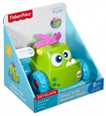 Lavinamasis žaislas kūdikiui, monstrų sunkvežimis Mattel Fisher Price Press 'N Go, mėlyna sp./žalia sp.