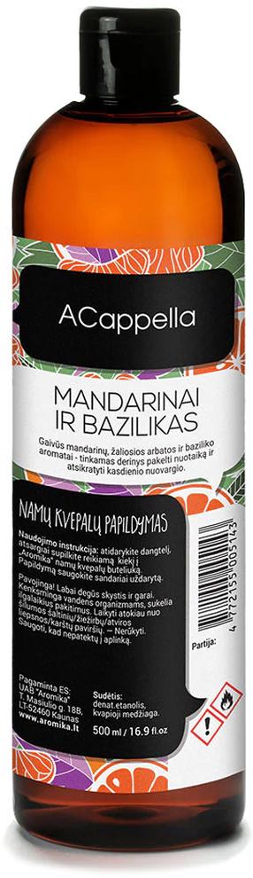 Namų kvapas ACappella Mandarin & Basil Reed Diffuser Refill, 500 ml